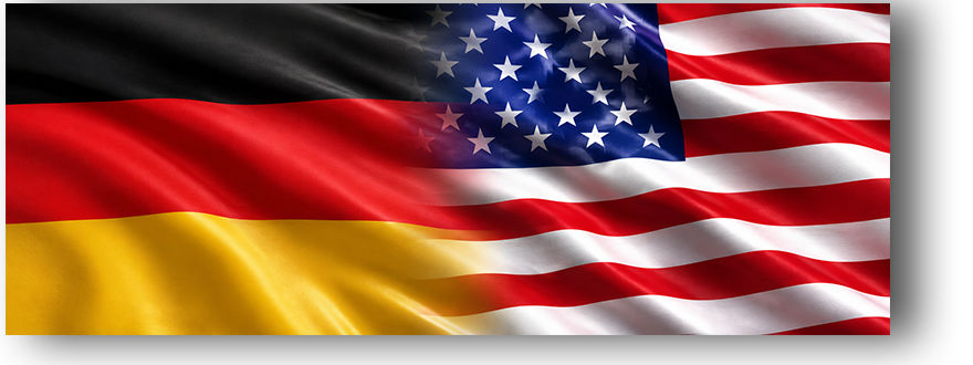 Deutsch oder Englisch Deutsche und Amerikanische Flagge
